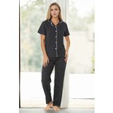 Dewberry U4716 Womens Short Sleeve Pyjama Set-BLACK cene