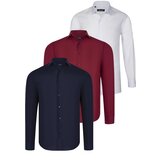 Dewberry TRIPLE SET G726 SHIRT-WHITE-NAVY BLUE-BURGUNDY Dewberry TRIPLE SET G726 SHIRT-WHITE-NAVY BLUE-BURGUNDY Slike