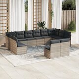 vidaXL 12-dijelni set vrtnih sofa poliratan s jastucima svijetlosivi Cijene