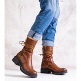 Gemre Brown eco-leather ankle boots Sahera | Shoptok.si