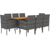  9-dijelni vrtni blagovaonski set od poliratana sivi | shoptok.hr