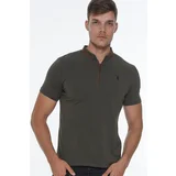 Dewberry T8571 ZIPPER MEN'S T-SHIRT-KHAKI