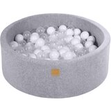 MeowBaby Bazen z žogicami, 90x30 cm z 200 žogicami, žamet, svetlo siva: bela/prozorna, (21295114) | Shoptok.si