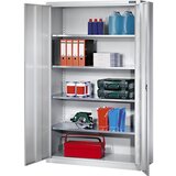 eurokraft pro Omara s krilnimi vrati iz jeklene pločevine, VxŠxG 1950 x 1200 x 500 mm, 4 police, barva osrednjega dela vrat svetlo siva | Shoptok.si