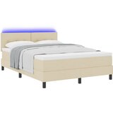 vidaXL Postelja z vzmetnico in LED svetlobo Bež 140x190 cm Tkanina, (22067333) | Shoptok.si