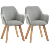 Nesta Set 2 jedilnih stolov, siva, žametni videz, oblazinjena sedež in naslonjalo z naslonjali za roke, lesene noge, za kuhinjo in jedilnico, (5000493908) | Shoptok.si