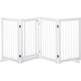 PawHut Varnostna vrata za pse 91 cm, lesena varnostna vrata z vrati, zložljiva, bela, (5000240235) | Shoptok.si