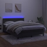  box spring s madracem LED tamnosivi 140x190 cm baršun | shoptok.hr