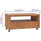 TV ormarić s kotačima 80 x 50 x 42 cm od masivne tikovine | shoptok.hr