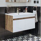 Hanah home kupatilski ormarić sa lavaboom 1901, 85 cm, atlantski bor / mat beli | Eponuda.com