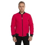 River Club Men's Red College Collar, Water And Windproof. Quilted Patterned Fiber-Filled Coat.