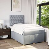 vidaXL Boxspring postelja z vzmetnico svetlo siva 120x190 cm blago | Shoptok.si