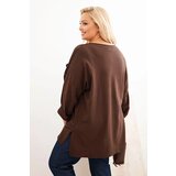 Kesi Włoski Women's Plus Size cotton blouse with print brown | shoptok.hr