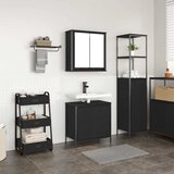  Dvodijelni set kupaonskog namještaja od crnog hrasta inženjerski drvo - Crni hrast 1 Ormarić za umivaonik + zidni ormarić 1 | shoptok.hr