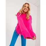 Fashion Hunters Fluo pink oversize sweater with holes