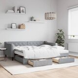  Dnevni krevet na razvlačenje svjetlosivi 90 x 190 cm od tkanine | shoptok.hr