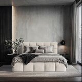 MID.YOU OBLAZINJENA POSTELJA 140 cm x 200 cm , les, tekstil, leseni material bež | Shoptok.si