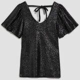 Marisse Black V-Neck Blouse With Puffed Short Sleeves | Eponuda.ba