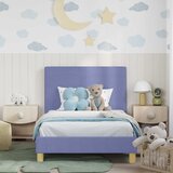  Krevet za djecu s uzglavljem Traper plava 90 x 200 cm tkanina | shoptok.hr