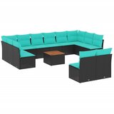  13-dijelni set vrtnih sofa s jastucima poliratan crni | shoptok.hr