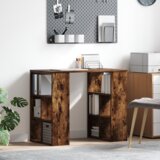 vidaXL Kotni pisalni miza Prekajeni hrast Inženirski les Srednji | Shoptok.si