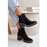 Boto Lined Women's Ankle Boots with Block Heel in Black Faux Suede Velarilla | Shoptok.si