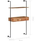 vidaXL zidni radni stol od masivnog bagremovog drva 90 x 40 x 170 cm | shoptok.hr
