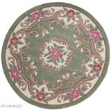 Flair Rugs zeleni vuneni tepih Aubusson, ⌀ 120 cm | shoptok.hr