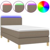  box spring s madracem LED smeđesivi 90x190 cm tkanina | shoptok.hr