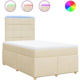 vidaXL Box spring postelja z vzmetnico krem 120x190 cm blago, (21304599) Cene