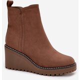 Boto Insulated wedge boots made of eco-suede brown Mavona | Shoptok.si