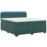 Krevet s box springom madracem i LED-om Tamnozelena Baršun - Tamnozelena 140 x 190 cm Prošiveno gumbima | shoptok.hr