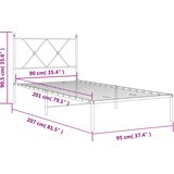  Metalni okvir za krevet s uzglavljem bijeli 90x200 cm | shoptok.hr