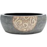 Nadgradni umivaonik crno-smeđi okrugli Φ 41 x 14 cm keramički | shoptok.hr