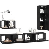 vidaXL Komplet TV omaric s polico Drugo 4 pcs Črni hrast 30.5 x 30 x 110 cm | Shoptok.si