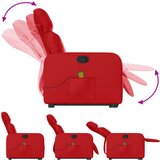 vidaXL Masažni naslanjač s funkcijo vstajanja rdeče umetno usnje, (20926671) | Shoptok.si