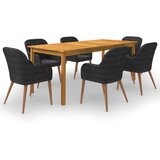  7-dijelni vrtni blagovaonski set crni Cijene