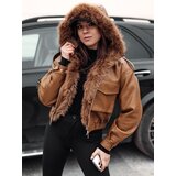 DStreet Kurtka damska SOFTREBEL skórzana z futerkiem brązowa | Shoptok.si