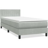 vidaXL Box Spring postelja z vzmetnico Svetlo siva 90x210 cm Velvet | Shoptok.si