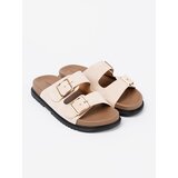 Shelvt Stylish light beige flip-flops with suede trim | Shoptok.si
