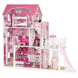 ECO TOYS Drvena kućica za lutke s liftom i toboganom XXL Cijene