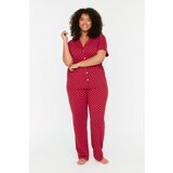 Trendyol Curve Claret Red Printed Knitted Pajamas Set Cijene