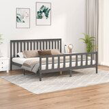 The Living Store Posteljni okvir z vzglavjem siv 200x200 cm trdna borovina - Posteljni Okvir, (21528794) | Shoptok.si