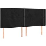  Uzglavlje s ušima crno 183x16x118/128 cm baršunasto | shoptok.hr