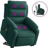 Maison Chic masažni naslanjač - Relax naslanjač s funkcijo vstajanja temno zelen žamet, (22134749) | Shoptok.si