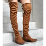 Gemre Hallora Brown Long Platform Boots in Eco-Suede | shoptok.hr