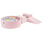 MeowBaby Igralište od ružičaste baršunaste pjene 225x90x30 cm Montessori - | shoptok.hr