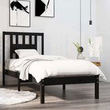  Posteljni okvir črn iz trdnega lesa 75x190 cm 2FT6, (20644489) | Shoptok.si