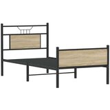 vidaXL Posteljni okvir brez vzmetnice hrast 75x190 cm inženirski les | Shoptok.si