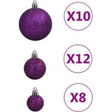  Set božićnih kuglica od 111 komada ljubičasti od polistirena | shoptok.hr